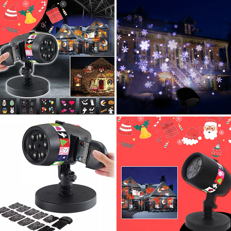 Νυχτερινός Γιορτινός Φωτισμός με 12 Θέματα Star Slides Projector για Χριστούγεννα, Πάσχα, Απόκριες, Άγιο Βαλεντίνο & Γενέθλια - Προβολέας Προτζέκτορας Σλάηντς